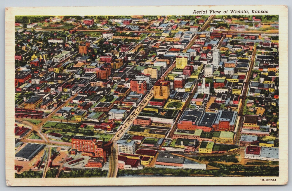 Postcard Aerial View Of Wichita Kansas Posted 1945