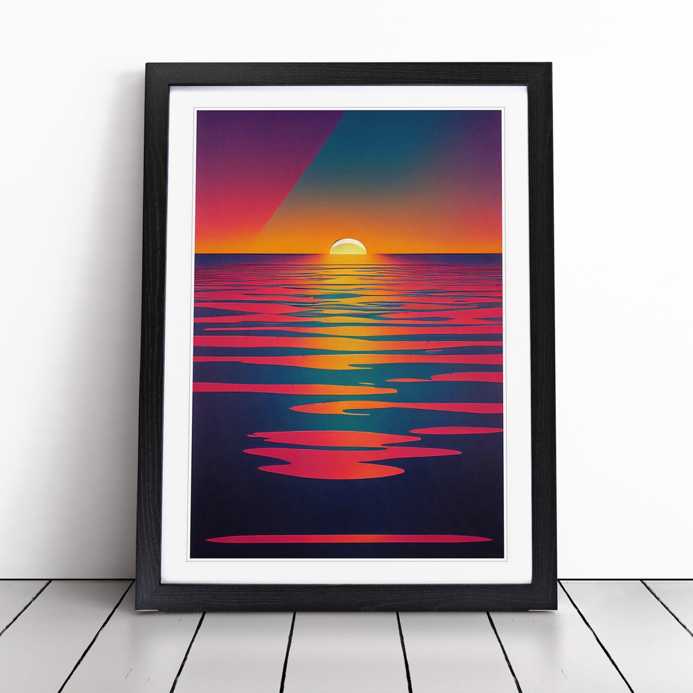 An Extravagant Abstract Ocean Sunset Wall Art Print Framed Canvas Picture Poster