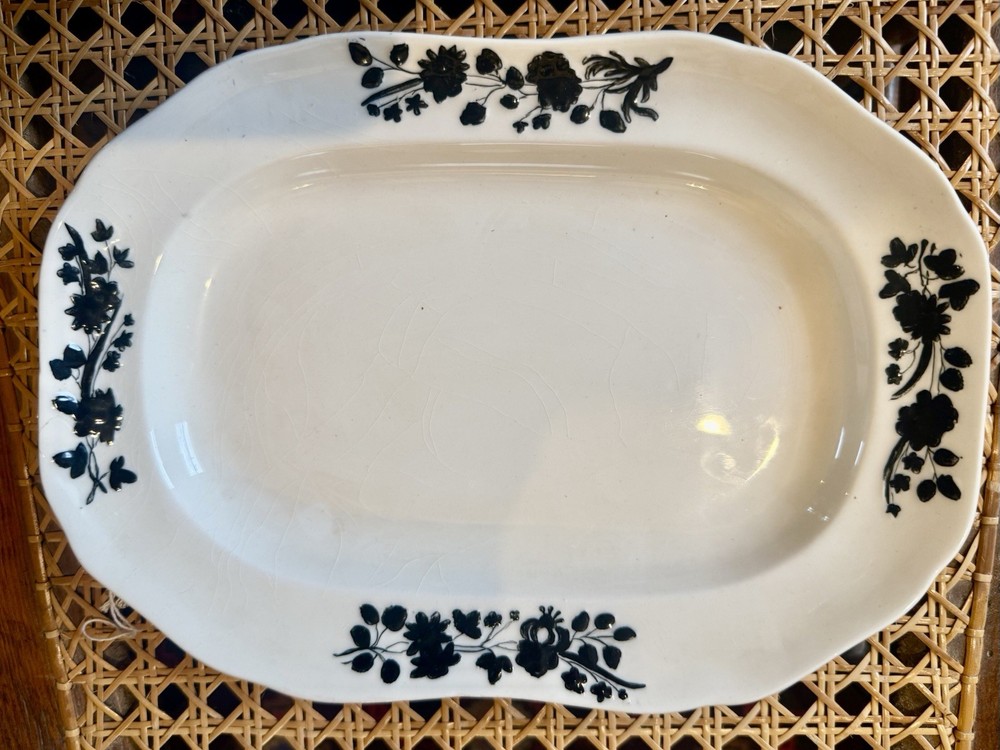 RARE! Spode Art Deco Black & White Floral Platter: “Spode’s Silhouette” Pattern