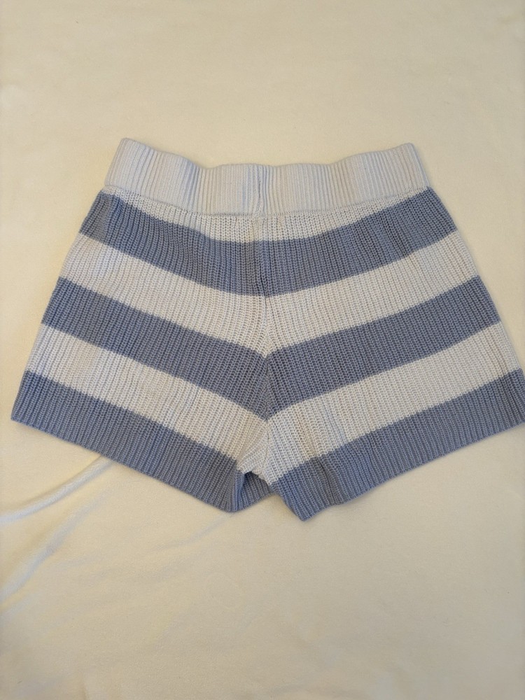 Sincerely Jules Women's Striped Knit Shorts Size M Light Blue/White Striped NWT