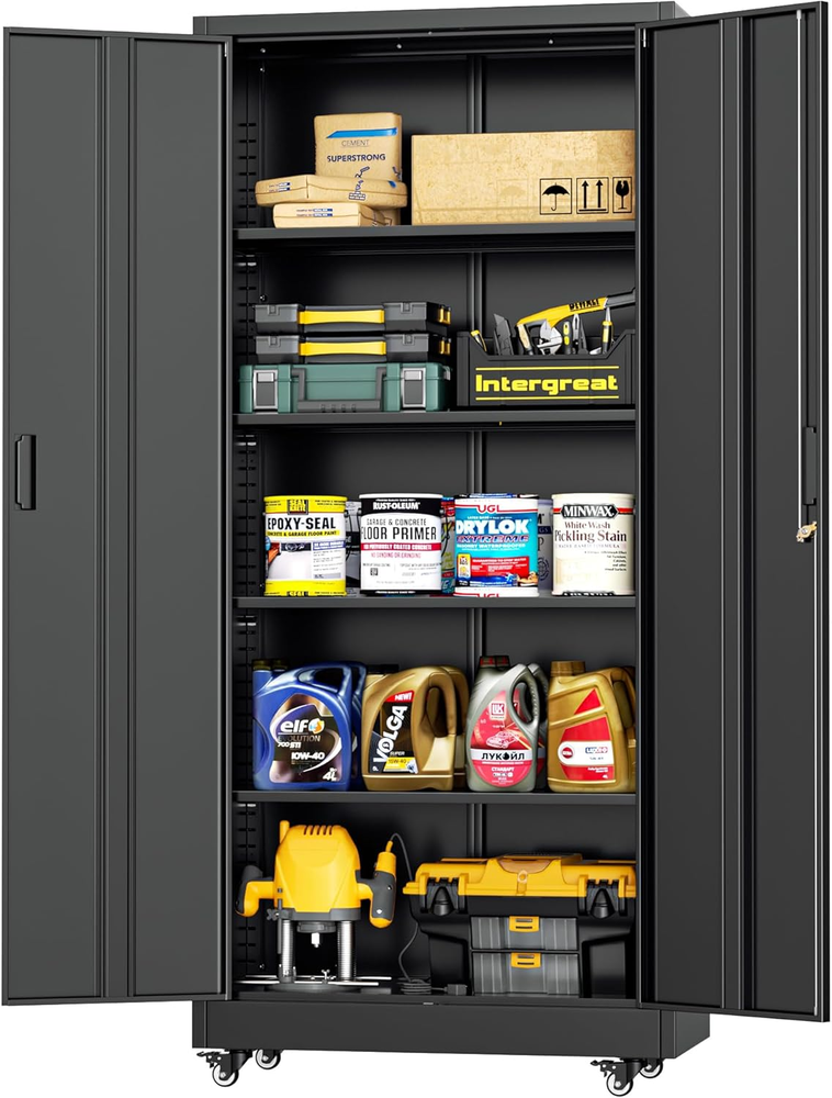 INTERGREAT Metal Storage Cabinet with Wheels, 73