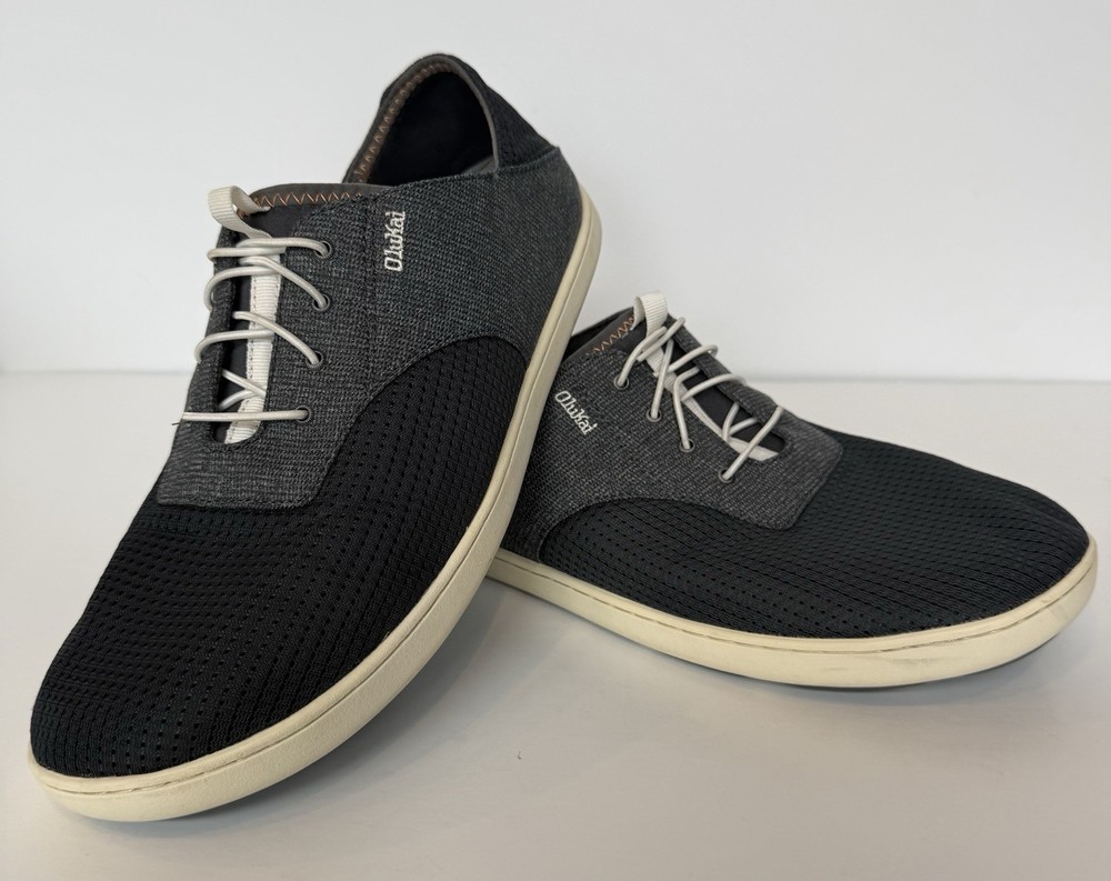 Olukai Nohea Moku Men’s 11.5 Shoes Dark Shadow Breathable Comfort No Tie Mesh