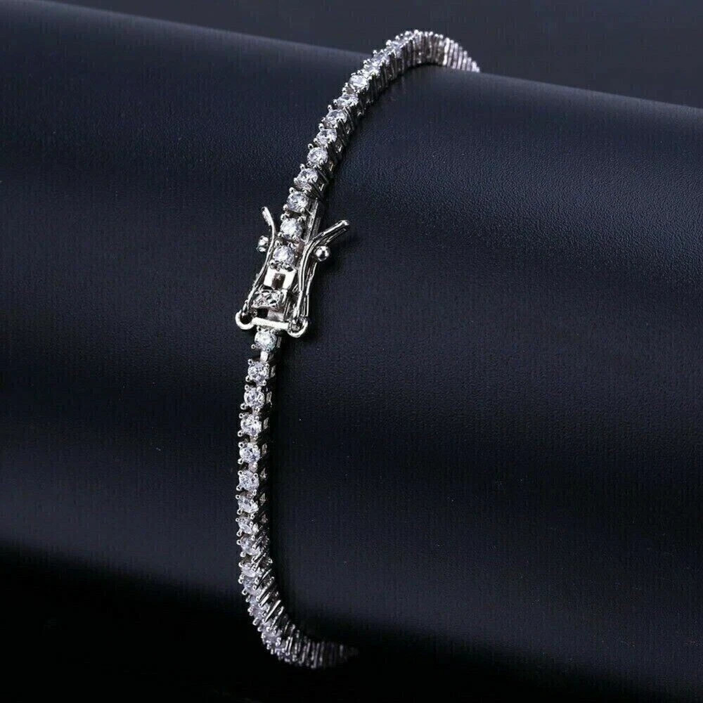 Round Cut 2.00 Ct Tennis Bracelet 14K White Gold Plated Certified Moissanite