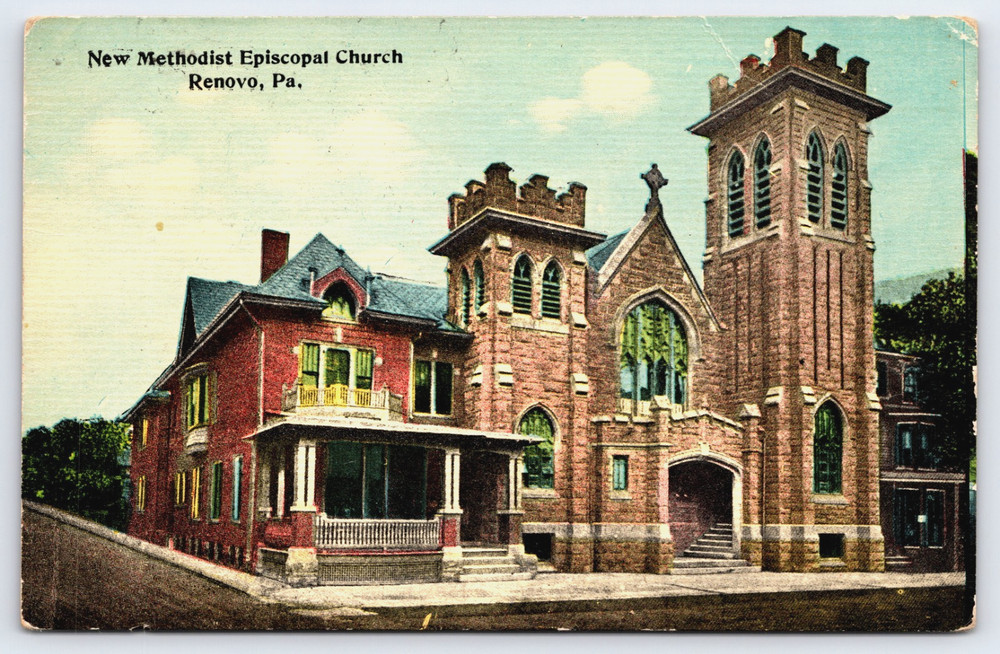 Renovo Pennsylvania PA New Methodist Episcopal Church Vintage 1912 Postcard