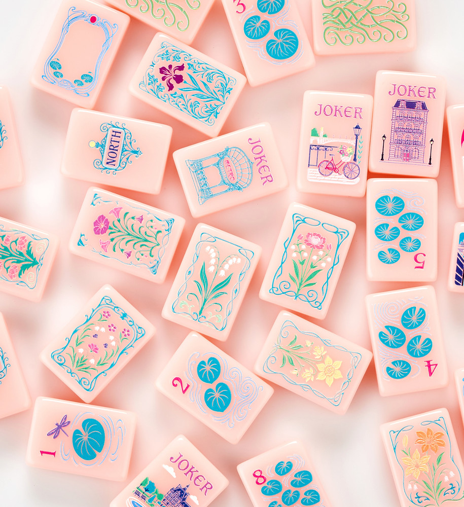 NEW! Pink Paris Mahjong Tiles - 160 American Engraved Tiles - Beautiful!
