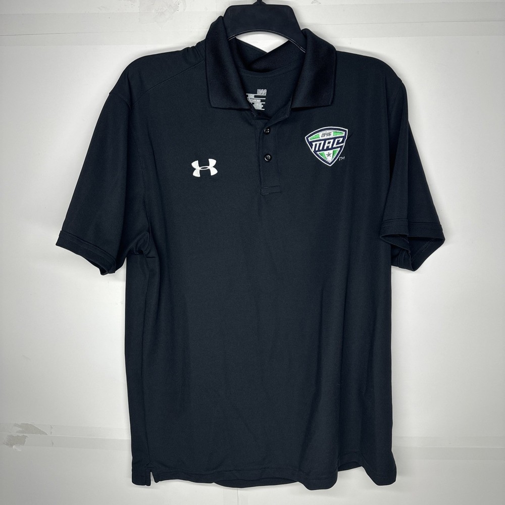 Under Armour Men’s Polo Shirt Black Size L Large MAC Logo Short Sleeve Golf