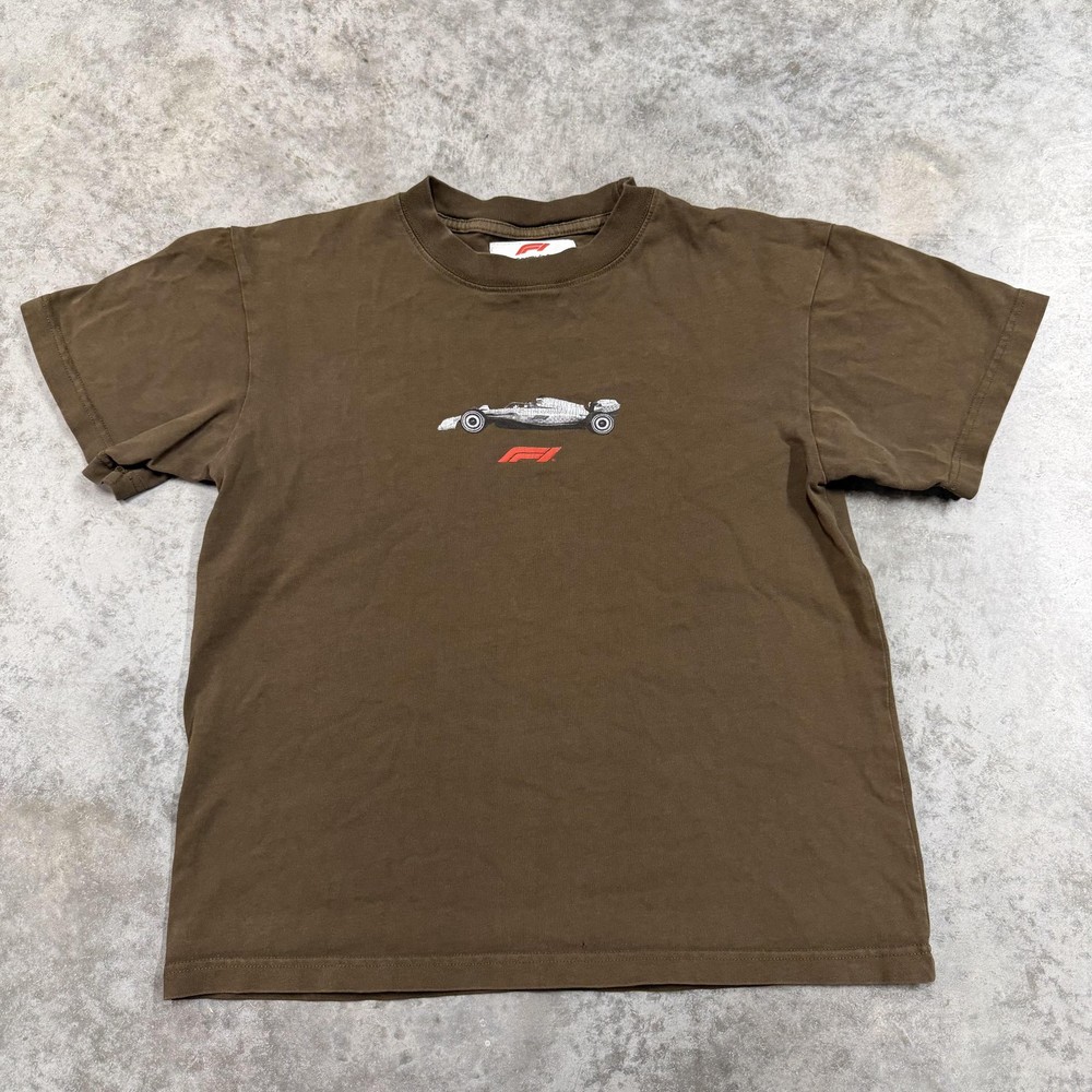 PacSun Shirt Mens Small Brown F1 Formula 1 Race Car Graphic Tee Racing