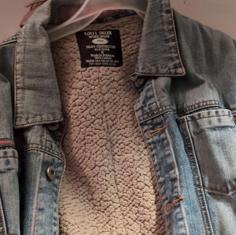 Grit Iron Work Wear Men's Blue Sherpa Lined Denim Jacket Heavyweight M