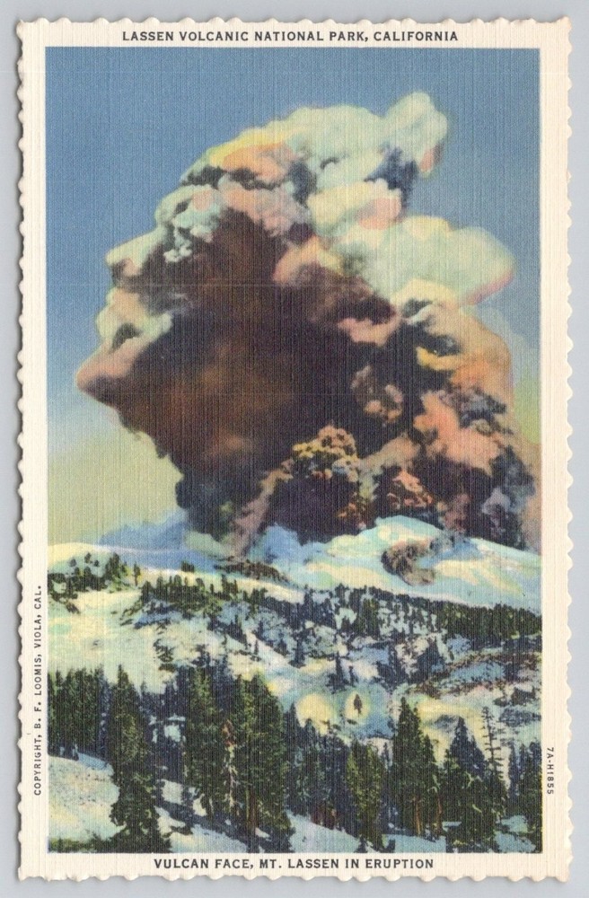 Vulcan Face Mt Lassen Eruption Postcard Lassen Volcanic NP 1914 Curteich