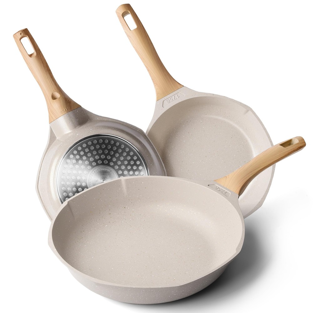 Nonstick Frying Pan Set - Granite Induction Pans for Cooking Omelette Non-Sti...