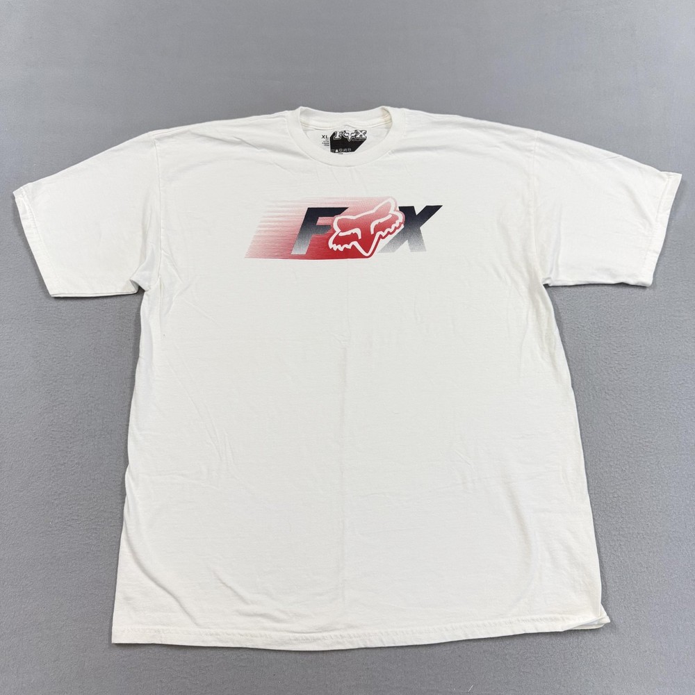 Fox Racing Shirt Mens XL White Speed Logo Graphic Tee Motocross Racing