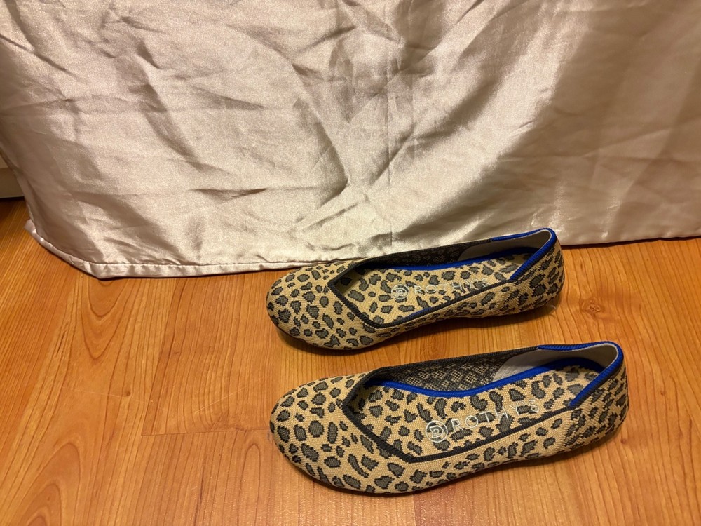 Rothy's Cheetah Leopard Print Ballet Flats Shoes Round Toe Women's Sz 6
