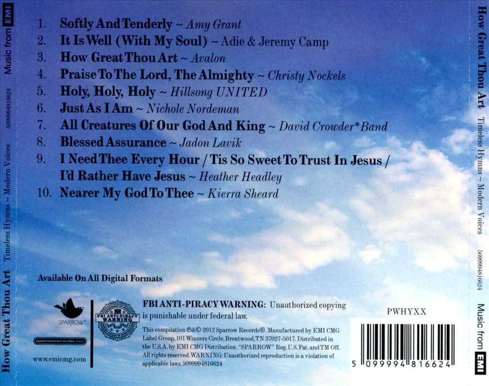 VARIOUS ARTISTS HOW GREAT THOU ART: TIMELESS HYMNS FROM MODERN VOICES NEW CD