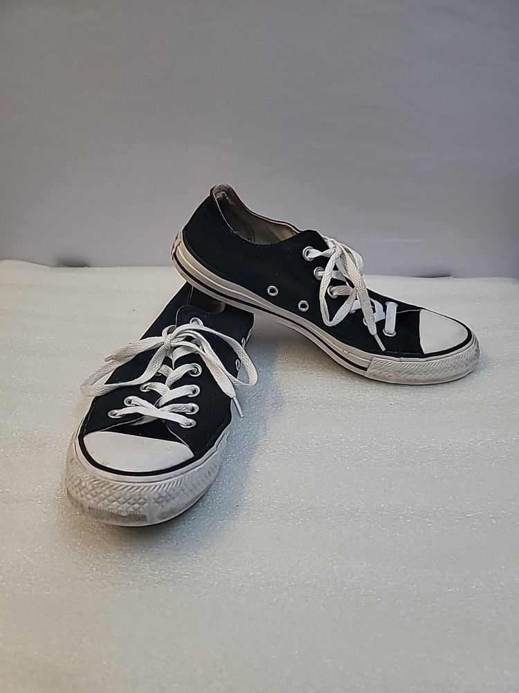 Converse Chuck Taylor Black Low Top Double Tongue Shoes Size 8