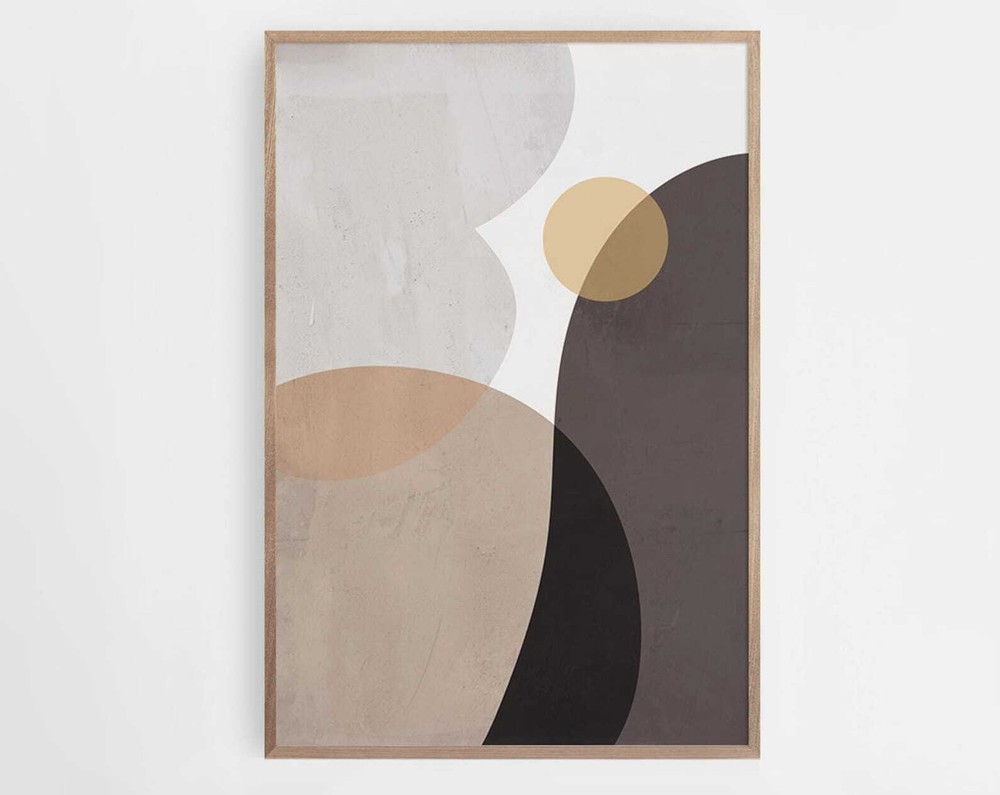 Earth Tone Mid Century Print Boho Decor Minimalist Painting Beige Brown Print
