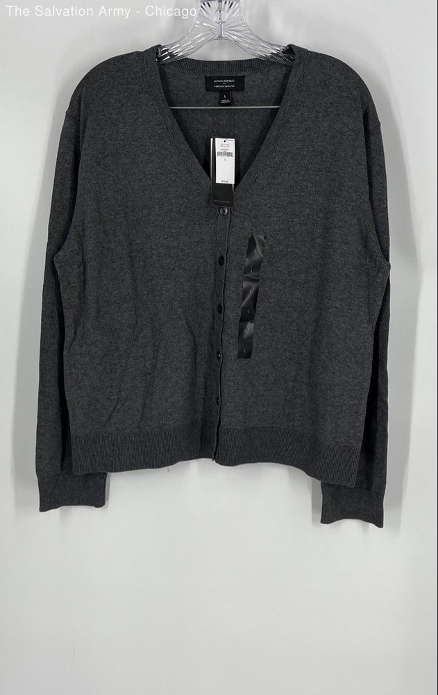 Banana Republic Womens Gray Heather Forever Long Sleeve Cardigan Sweater Size L