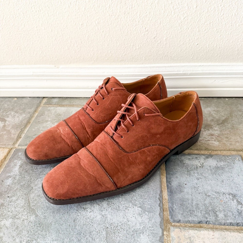 Sio Benet-215 Cognac Suede Cap Toe Oxfords Mens Size 11 Dress Shoes