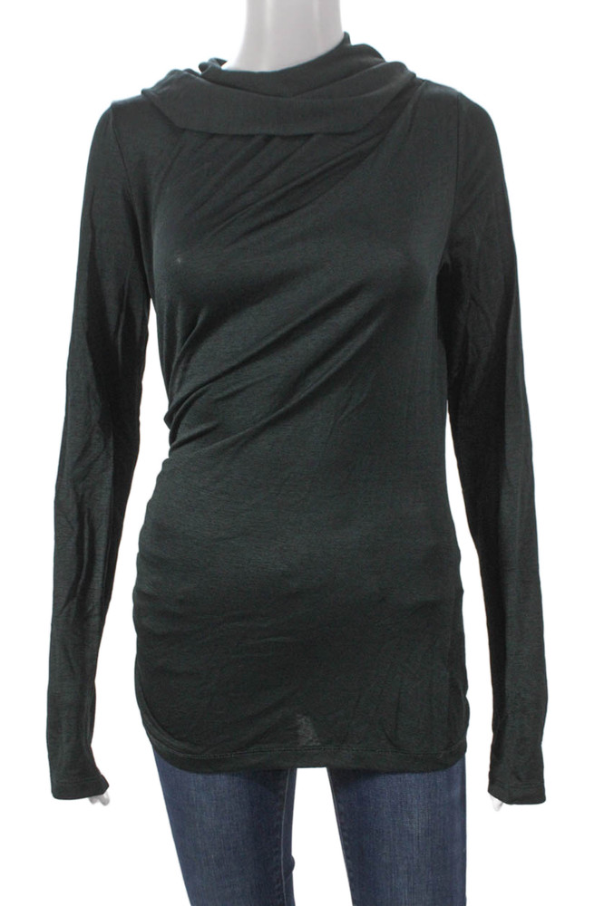 T Alexander Wang Women Tunic T-Shirt Green Cowl Neck Longsleeve Size SFree Shipping in US $100+ Orders | $6.95 Orders Below