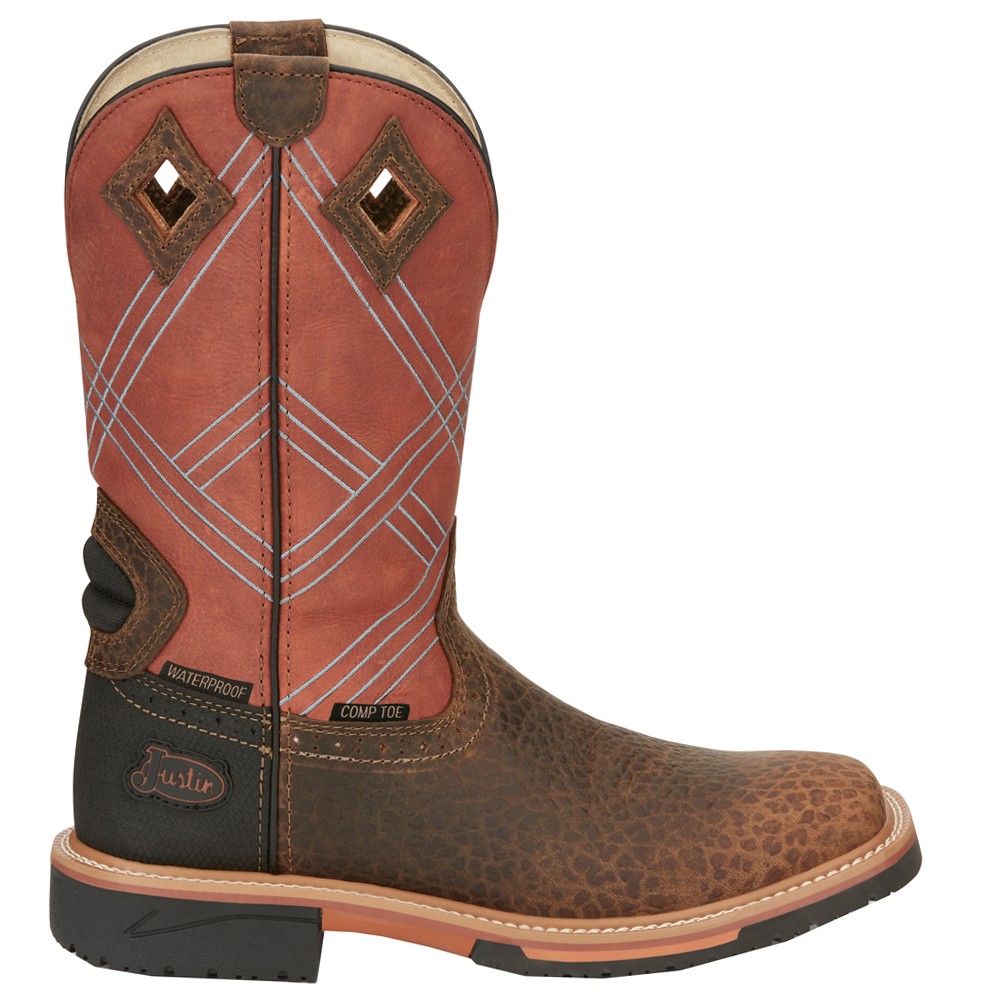 Justin Original Workboots Dalhart 12 Inch Waterproof Composite Toe Mens Work Boot