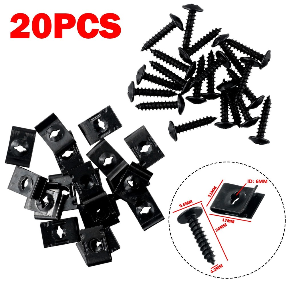 U-type Clips Black Car Bumper Fender Trim Panel Fasteners Parts Replacement