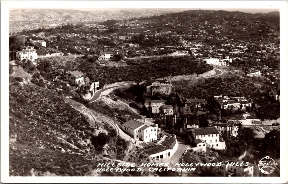 Hillside Homes Hollywood Hills California Frashers Foto Real Photo Postcard