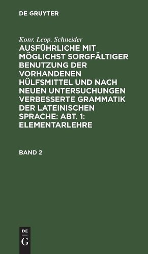 Konr Leop Schneider Elementarlehre (Hardback)