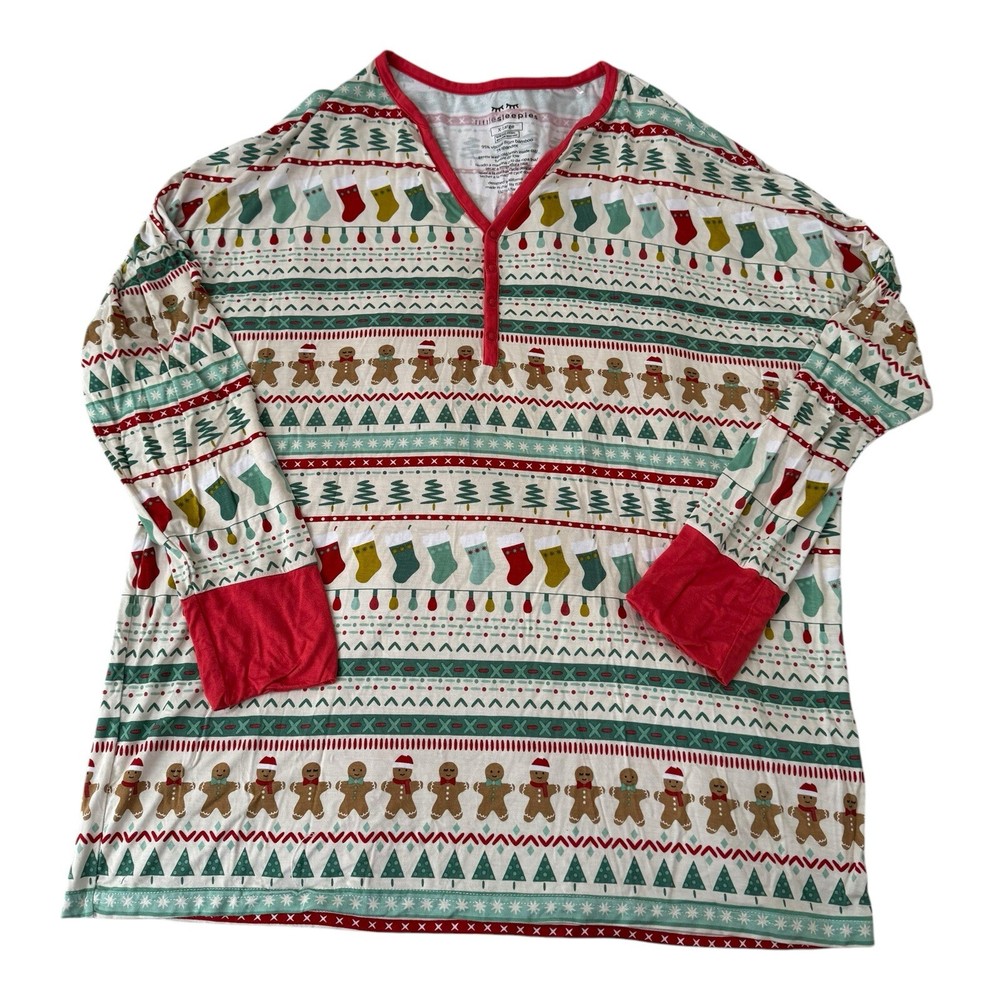 Little Sleepies Women’s Pajama Top Size XL Fair Isle Christmas Long Sleeve