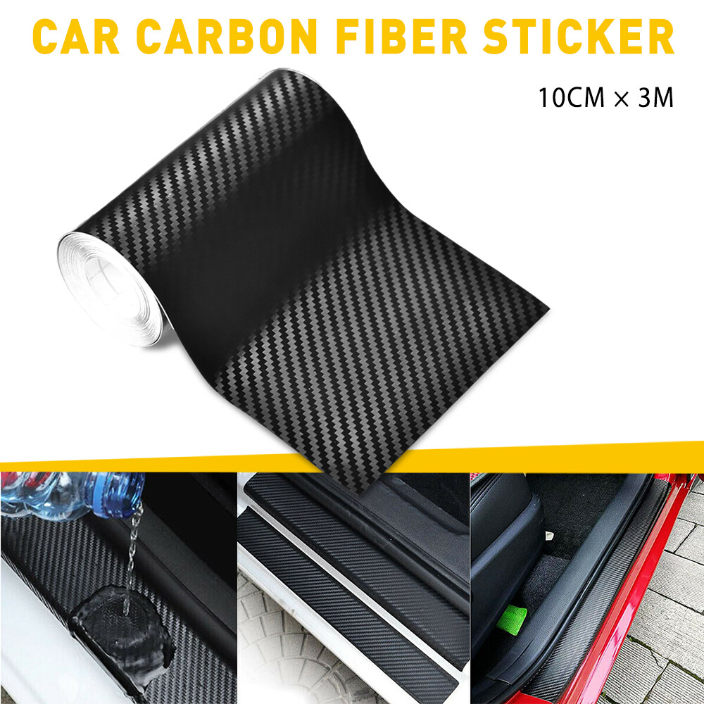 10CM Accessories Vinyl Fiber Carbon Car Door Scuff Sill Cover Plate Sticker