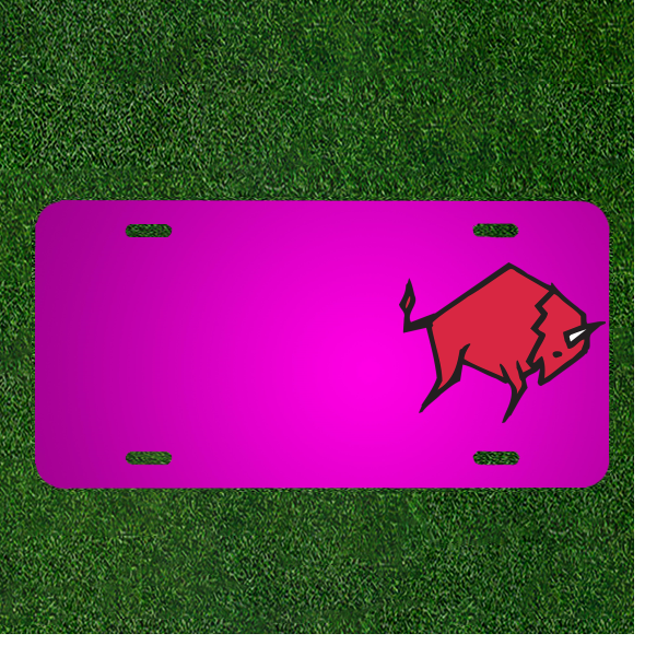 Custom Personalized Car License Plate With Add Names To Red Bull Style Horns