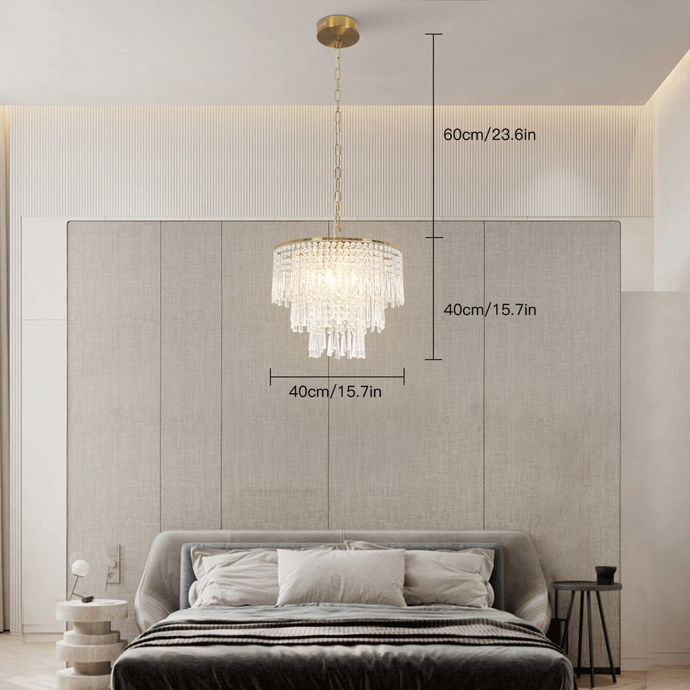 23-Inch Modern Crystal Chandelier Elegant Ceiling Pendant Light Fixture