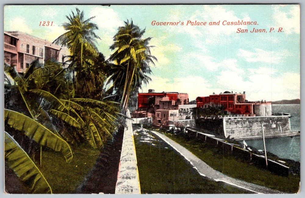 Antique Postcard Governor's Palace San Juan, Puerto Rico 1910s
