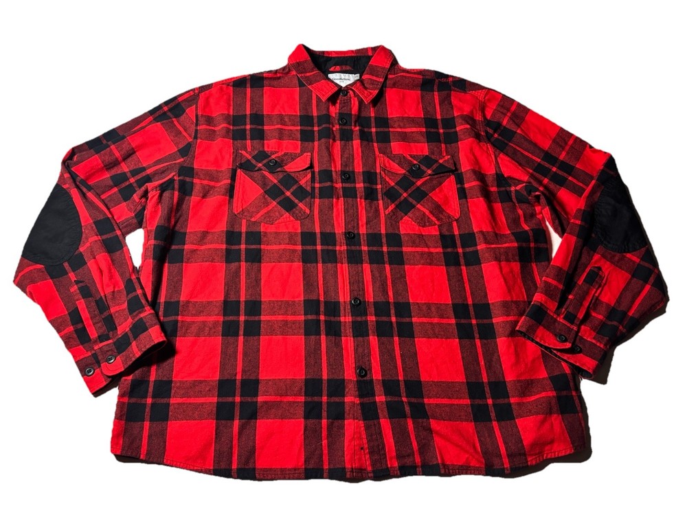 Goodfellow & Co Men's XXL Red Black Plaid Cotton Flannel Pockets Button-Up Shirt