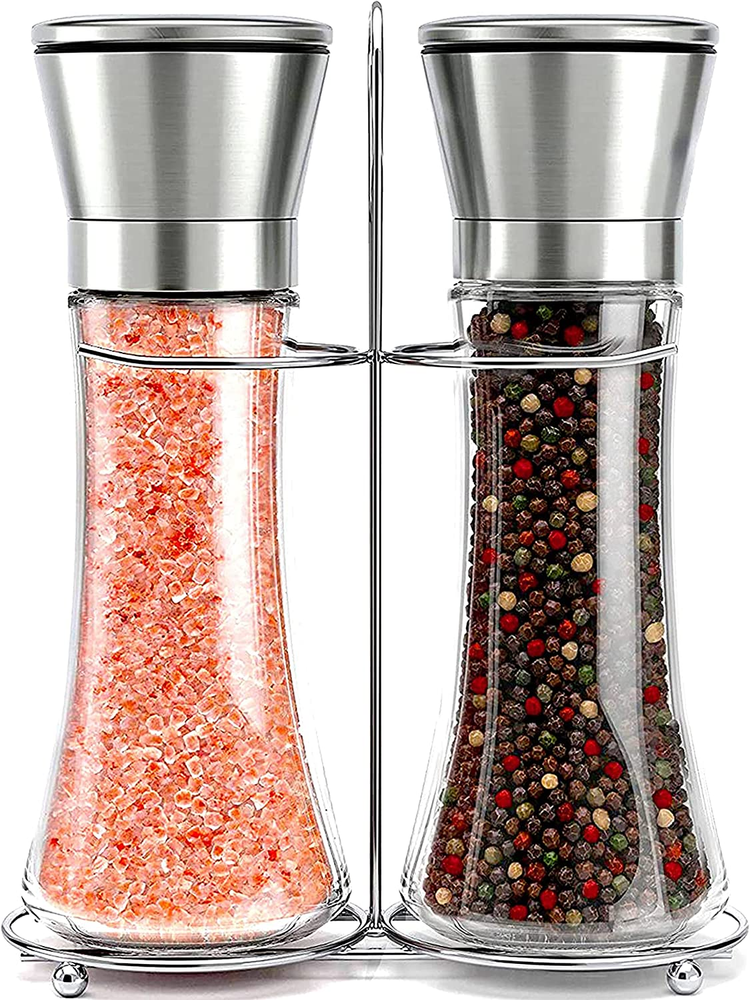 Willow & Everett Salt and Pepper Grinder Set - Stainless Steel Refillable Salt &