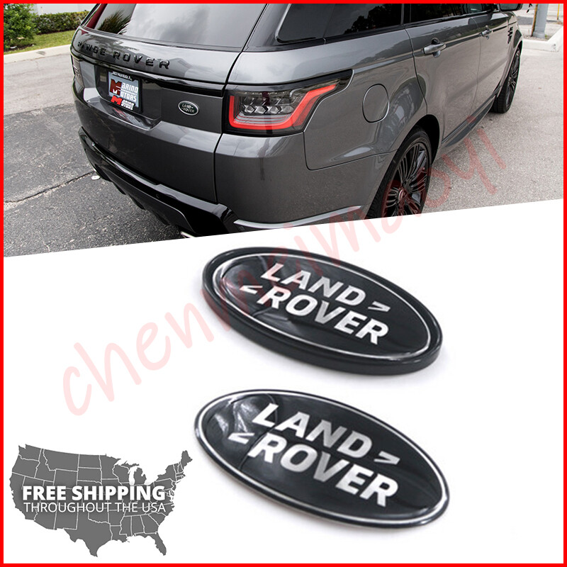 2PCS LAND ROVER Range Rover Evoque Tailgate+Grille Gloss Black Emblem Oval Badge