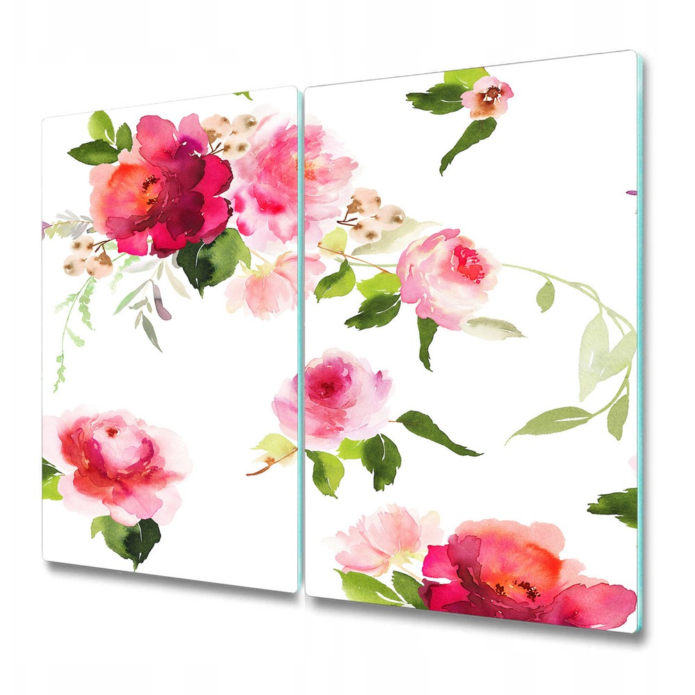 Glass Chopping Cutting Serving Board Watercolour spring flowers Floral 2x30x52