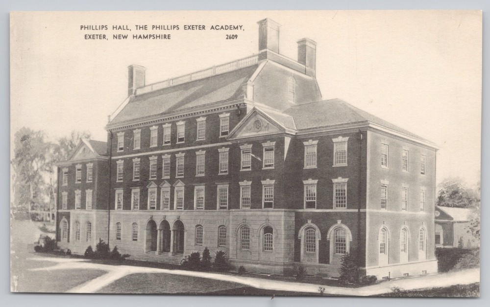 Exeter New Hampshire, Phillips Hall Phillips Exeter Academy, Vintage Postcard