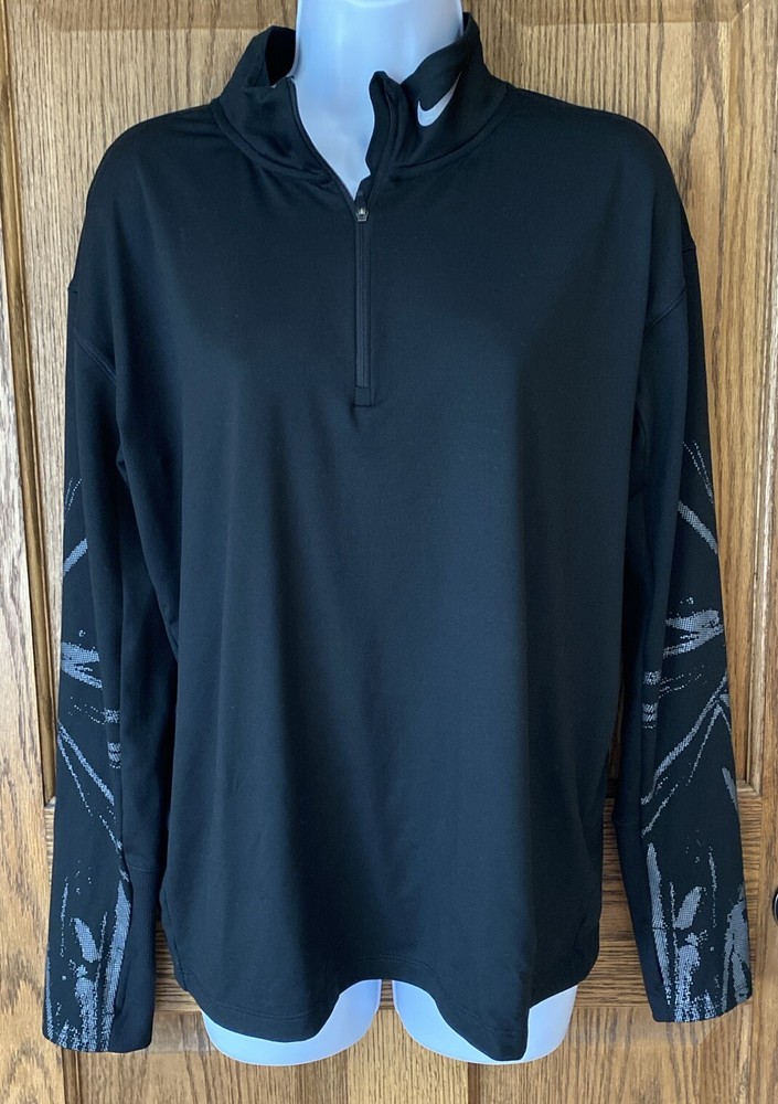 Nike Element Women's Half Zip Running Top Size Medium Black