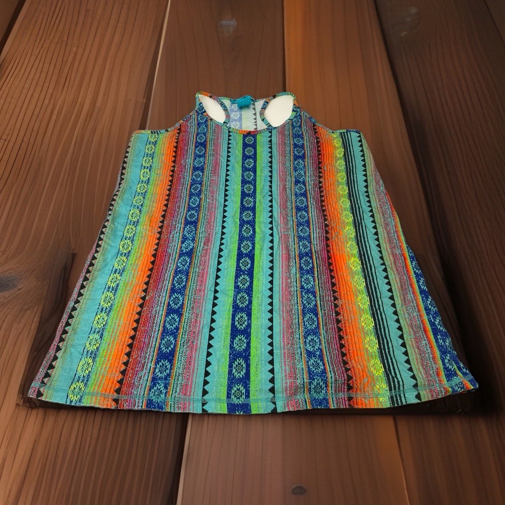 Cowgirl Tuff Co Womans L Large Western Multicolor Cotton Sleeveless  Tank Top