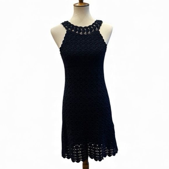 Diane von Furstenberg Killian Crochet Knit Dress Black Size S