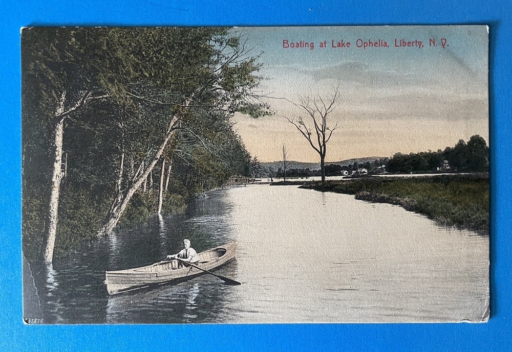 Liberty New York NY Beautiful Vintage Postcard Lake Ophelia c1907 canoe