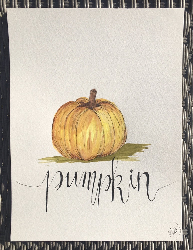 Maria Scalf Pumpkin Food Fall Harvest Farm ORIGINAL PAINTING Contemporary 9x12