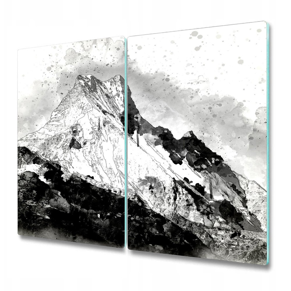 Glass Chopping Board Utensil Worktop Saver Black And White Mountains 2x30x52