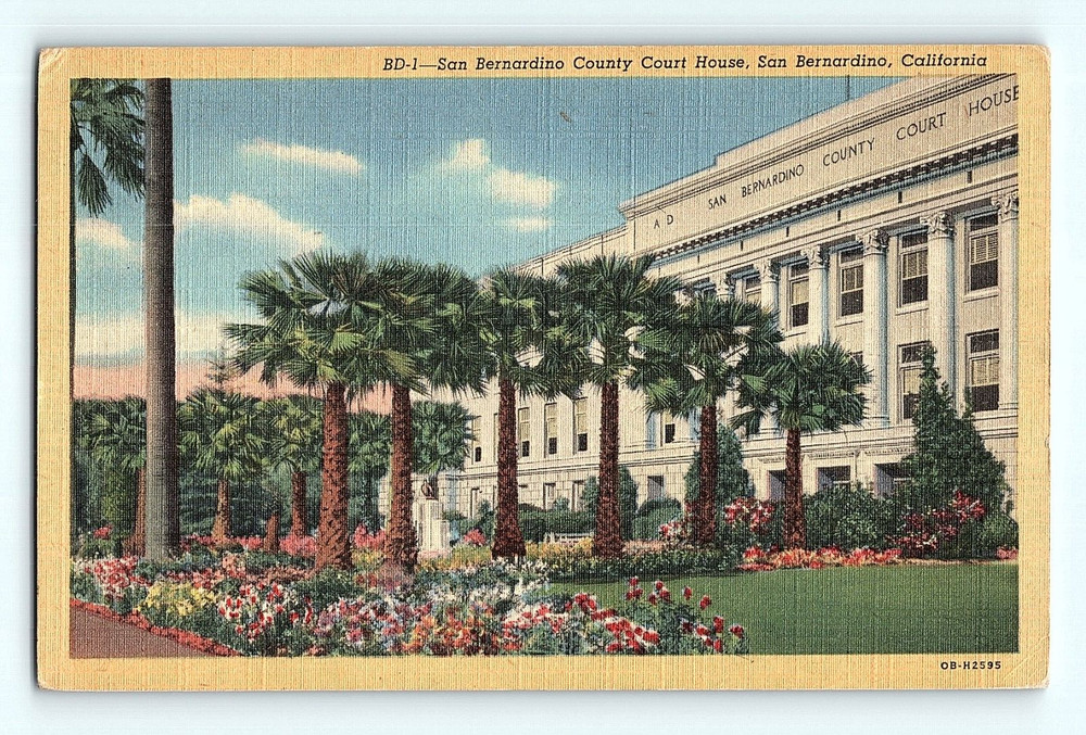 San Bernardino County Court House San Bernardino California Vintage Postcard G3