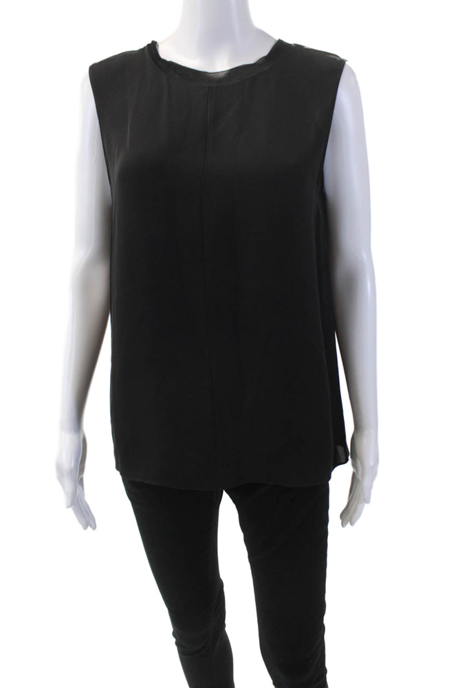 Vince Womens Silk Sleeveless Round Neck Pullover Tank Top Solid Black Size LFree Shipping in US $100+ Orders | $6.95 Orders Below