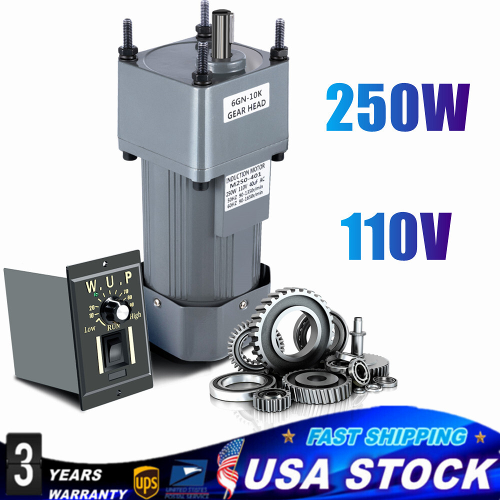 110V 250W AC Gear Reduction Motor Electric + Variable Speed Control Reversible