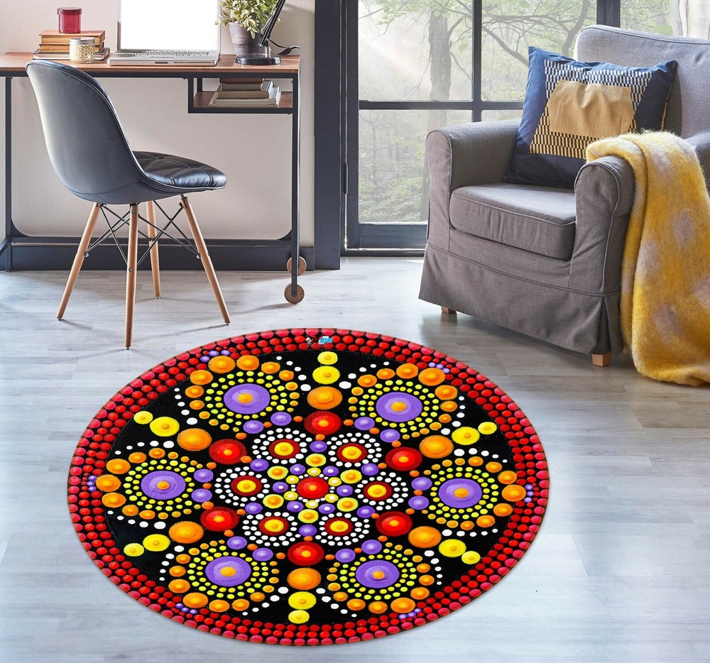3D Round Petal Pattern NAO4722 Game Rug Mat Elegant Photo Carpet Mat Fay
