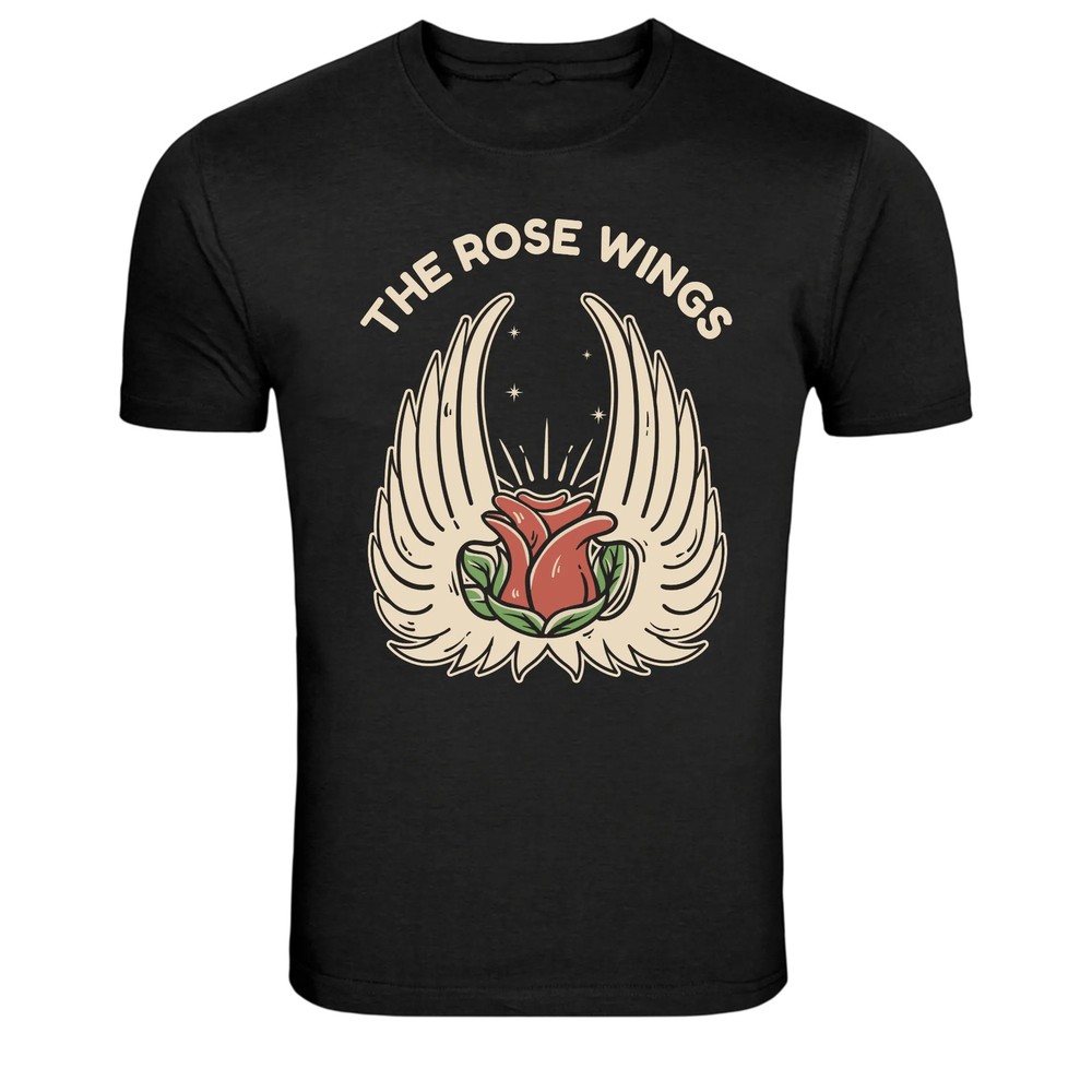 Rose Wings Vintage Tattoo Style Graphic T-Shirt