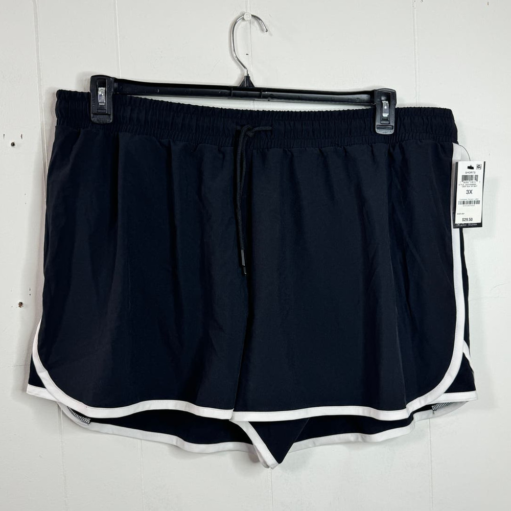 Ideology Womens Athletic Shorts Size 3X Black Elastic Waist Drawstring Lined New