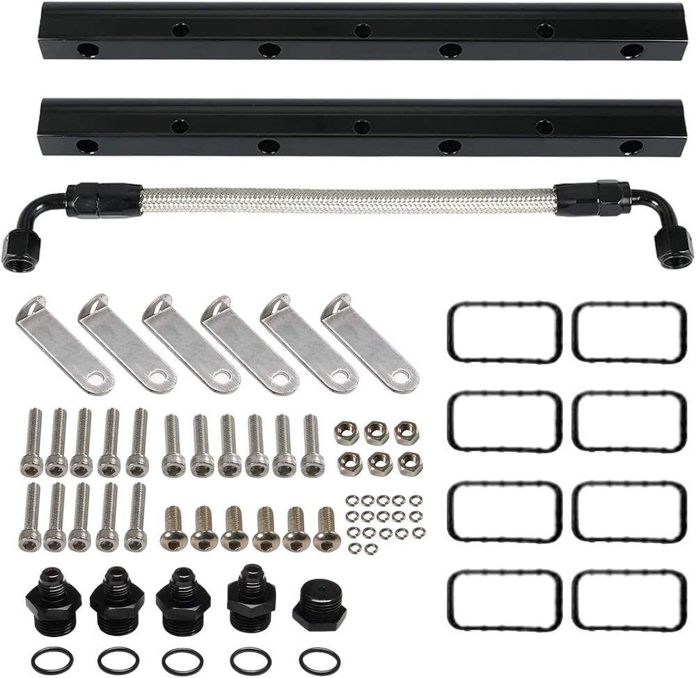 Billet Fuel Rail Kit for LS LS1 LS2 LS3 LS6 Intake Manifold +Hardware Black New
