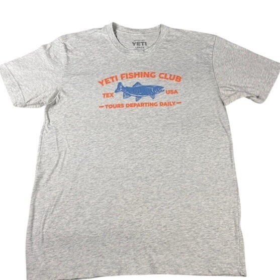 YETI T-Shirt Mens Large Fishing Club Gray Short Sleeve Graphic Tee Texas